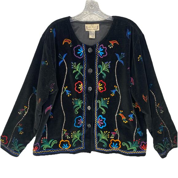 Vintage Velvet Jacket π Embroidered Boho Festival Style - Picture 1 of 10